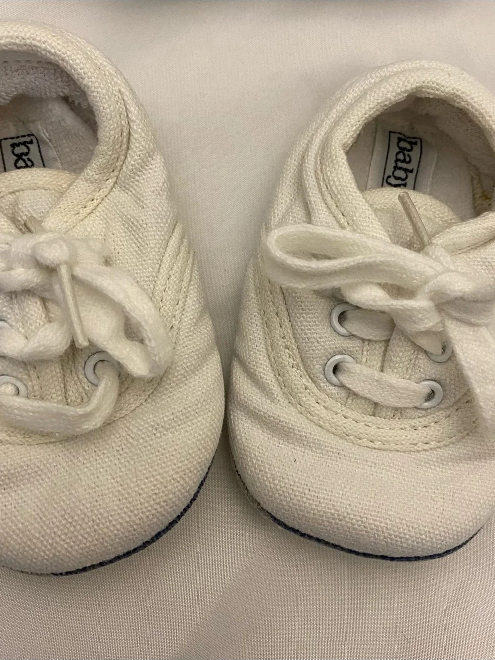 vintage Baby Gap crib shoes classic white canvas soft soled Sz 1 Newborn-2 Month